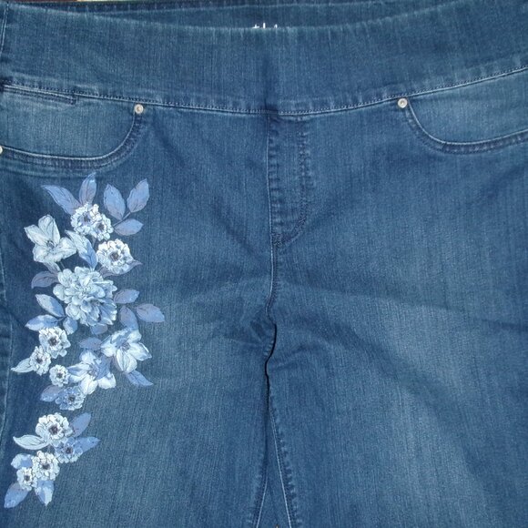 Classic EUC "Painted" Style & Co. XXL Boyfriend Pull Up Jeans - Picture 3 of 10